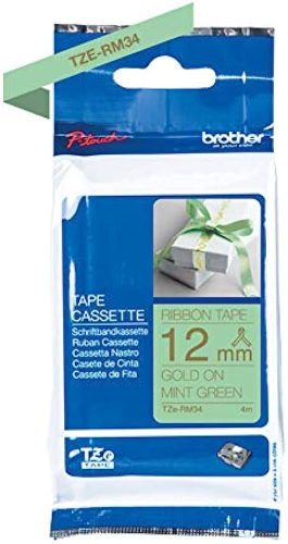 Brother TZE-RM34 mentazöld alapon arany eredeti feliratozó szalag