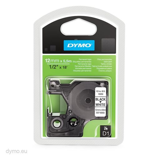 Dymo D1 16959 fehér alapon fekete eredeti feliratozó szalag (S0718060)