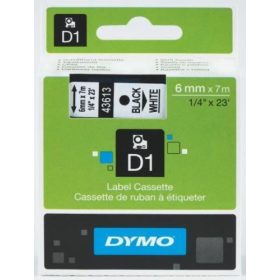   Dymo D1 43613 fehér alapon fekete eredeti feliratozó szalag (S0720780)