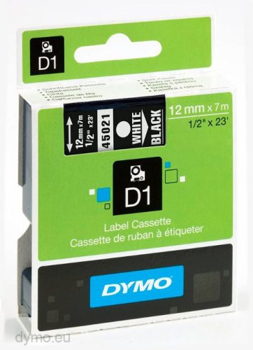 Dymo D1 45013 fekete alapon fehér eredeti feliratozó szalag (S0720610)