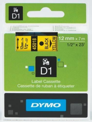 Dymo 45018 sárga alapon fekete eredeti feliratozó szalag (S0720580)