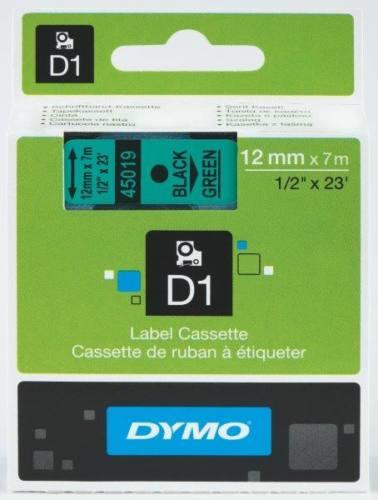Dymo 45019 zöld alapon fekete eredeti feliratozó szalag (S0720590)