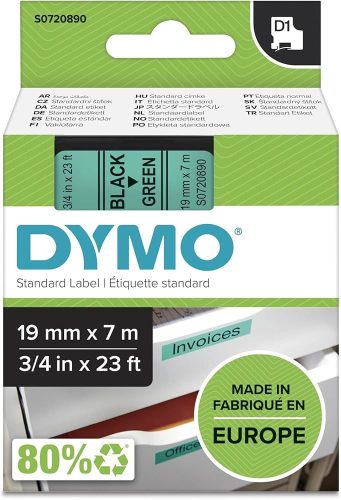Dymo 45809 zöld alapon fekete eredeti feliratozó szalag (S0720890)