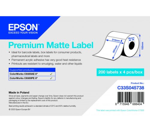 Epson S045738 eredeti címketekercs