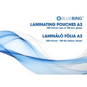   Meleglamináló fólia, A3, fényes, 250 mikron, 100 db/doboz, Bluering