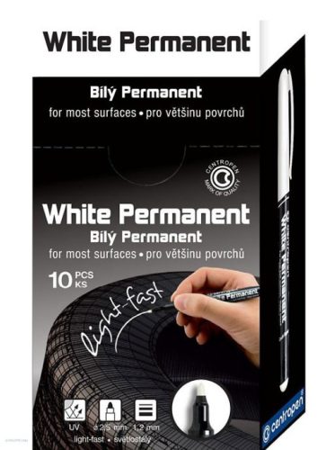 Permanent marker CENTROPEN 2686 kerek végű, 1,2mm, fehér